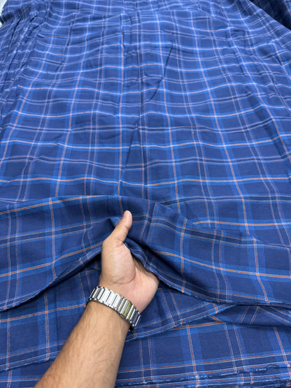 Buy Rare Cotton Twill Blue Shade Check Fabric