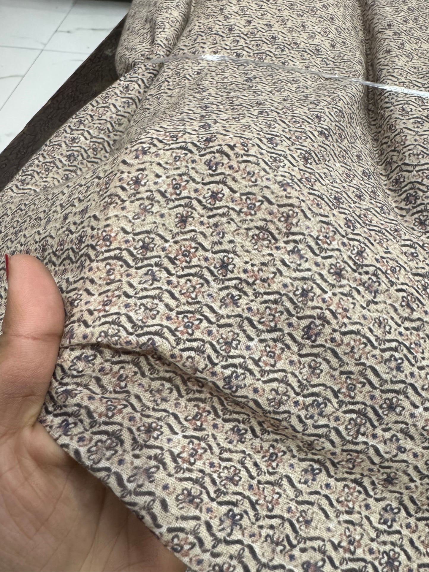 Buy Mul Cotton Boho Nude Flower Printed Fabric