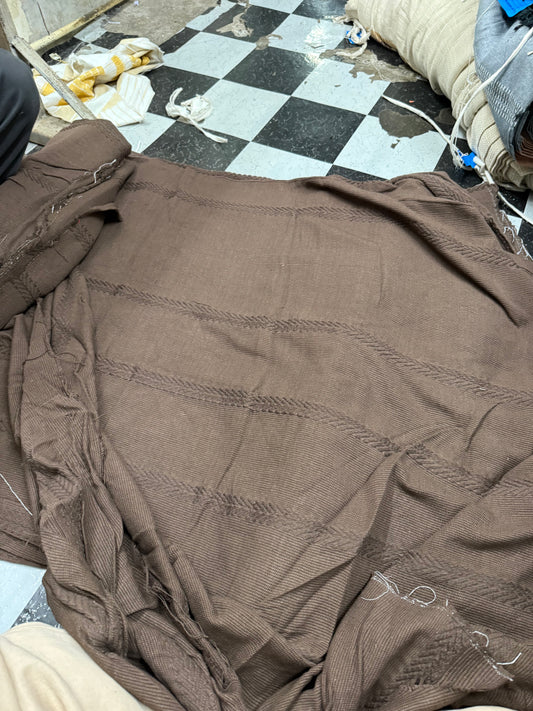 Buy Chocolate Brown Jacquard Handknotted Carpet Fabric