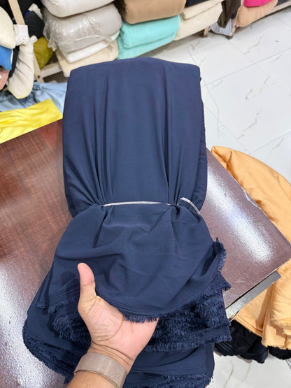 Buy Italian Silk Solid Navy Blue Fabric - MAF 