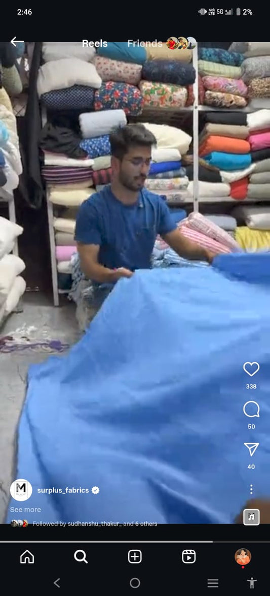 Buy Soft Cotton Double Cloth Powder Blue Fabric