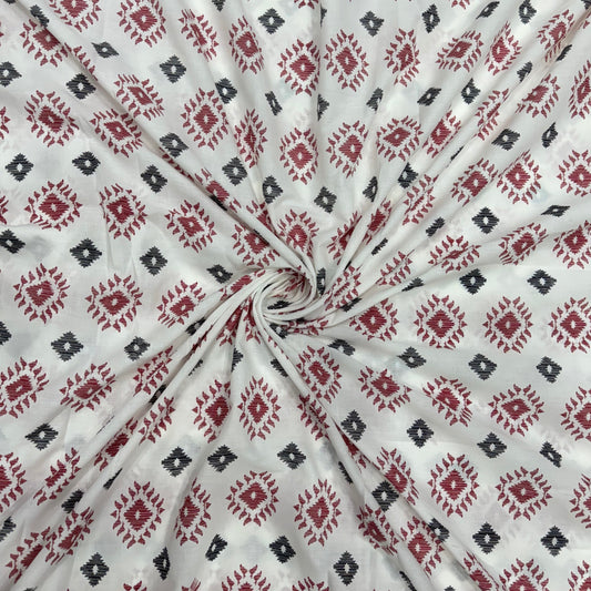 Buy Cotton Cambric Red Diamond Block Morarjee Mill Fabric