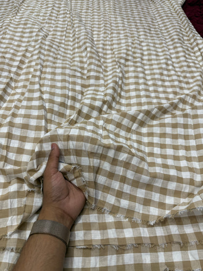 Premium Seersucker Coffee Check Fabric