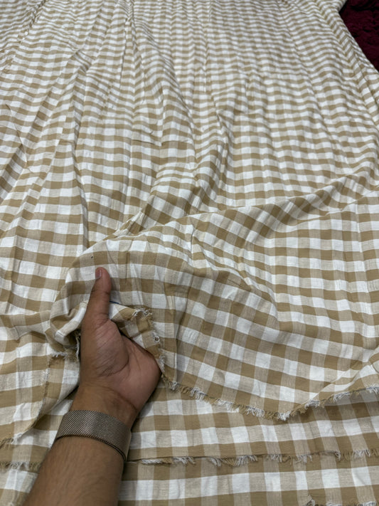 Premium Seersucker Coffee Check Fabric