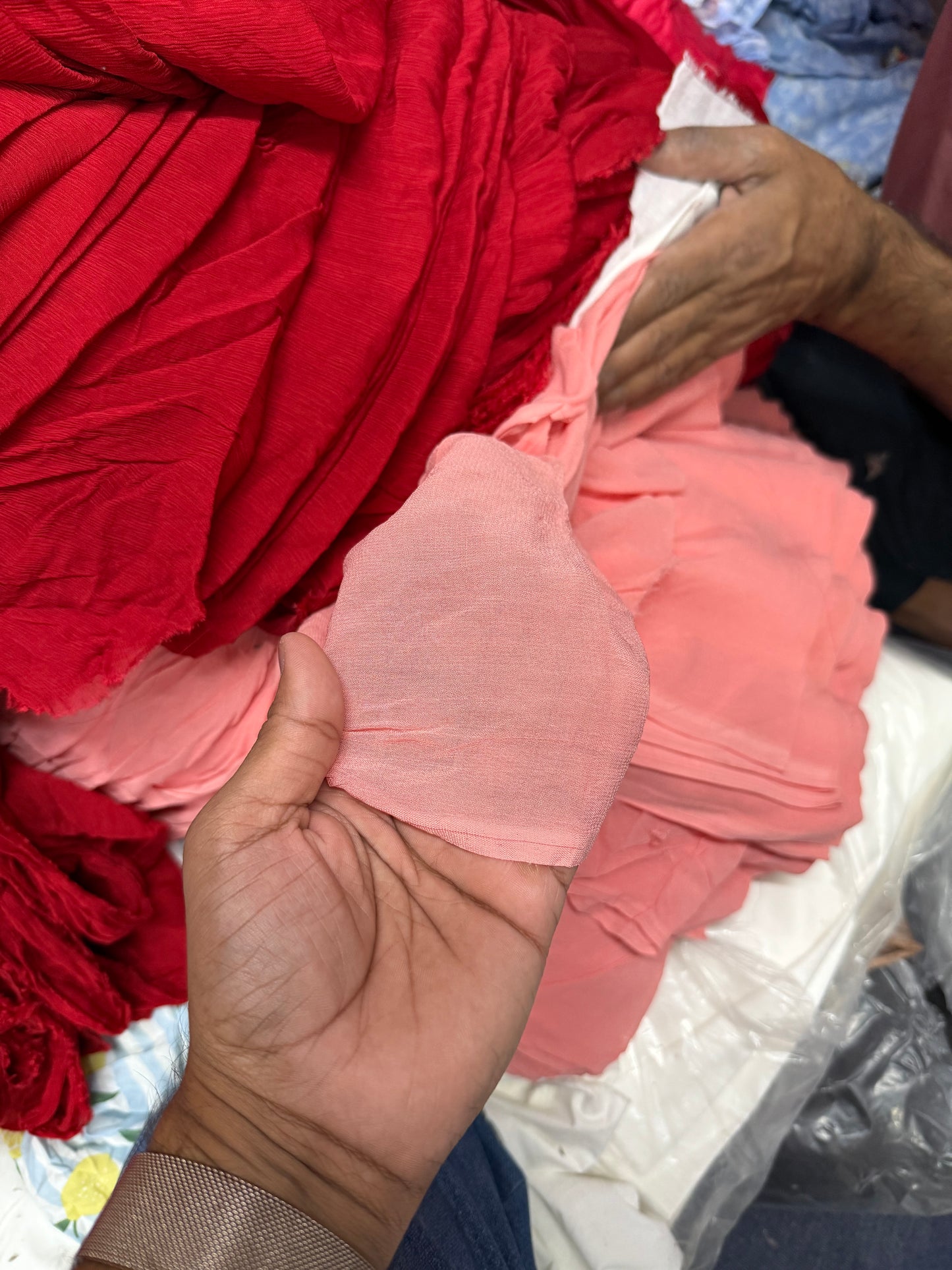 Buy Pure Chiffon Solid Peach Fabric