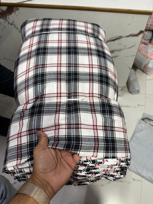 Buy Rare Cotton Twill Vintage White Check Fabric