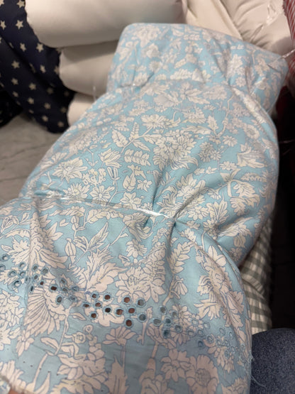 Buy Hakoba Poplin Baby Blue Base White Floral Palazzo Embroidery Fabric