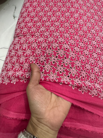Buy Linen Hot Pink Hakoba Heavy Flowery