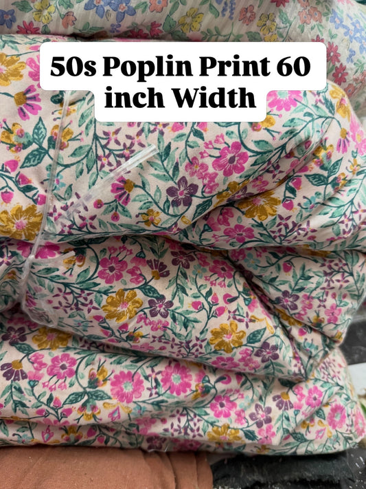 Buy Poplin Floral Vintage Colour Printed Fabric