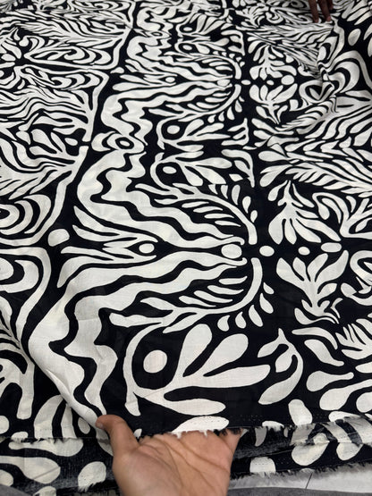 Buy Pure Cotton Poplin Wing Printed Black Base Fabric