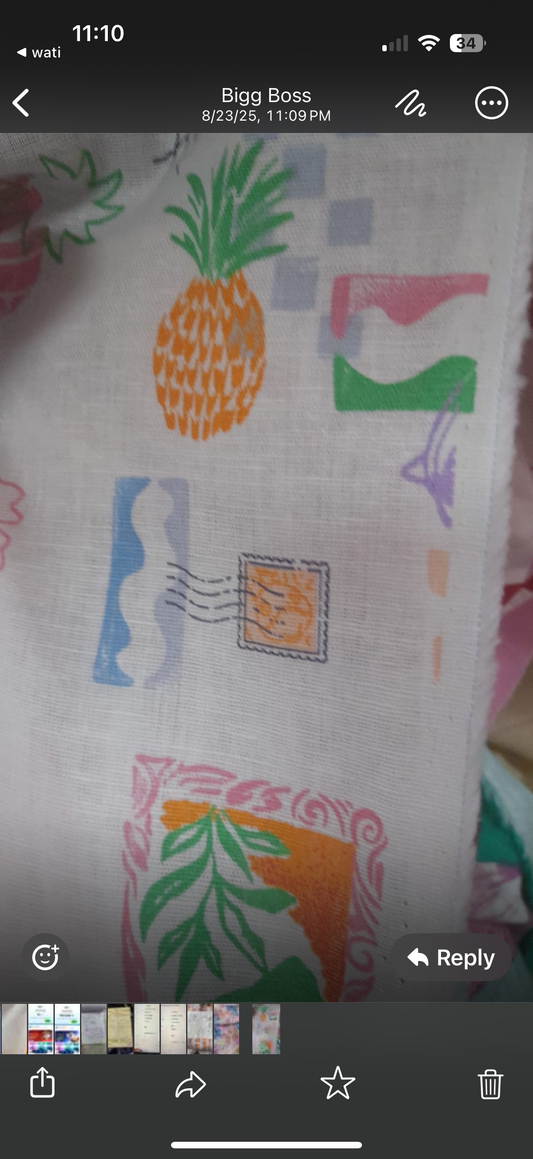 Buy Kids Cotton Linen Pineapple Nursery Printed Fabric