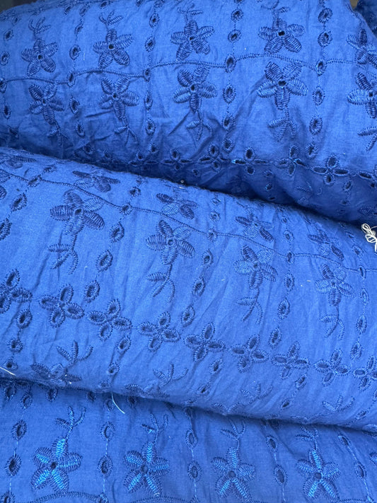 Buy Hakoba Royal Blue Full Flower Daisy Fabric