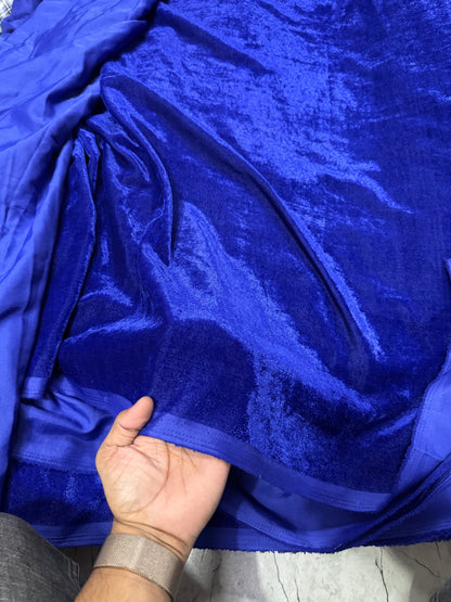Buy Solid Bright Royal Blue Cotton Velvet Fabric - MAF 