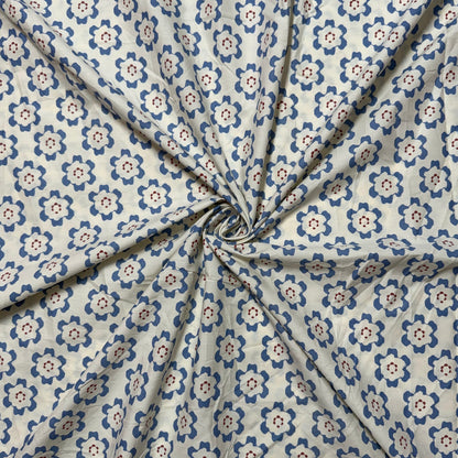Buy Poplin Flower Beads Printed Fabric