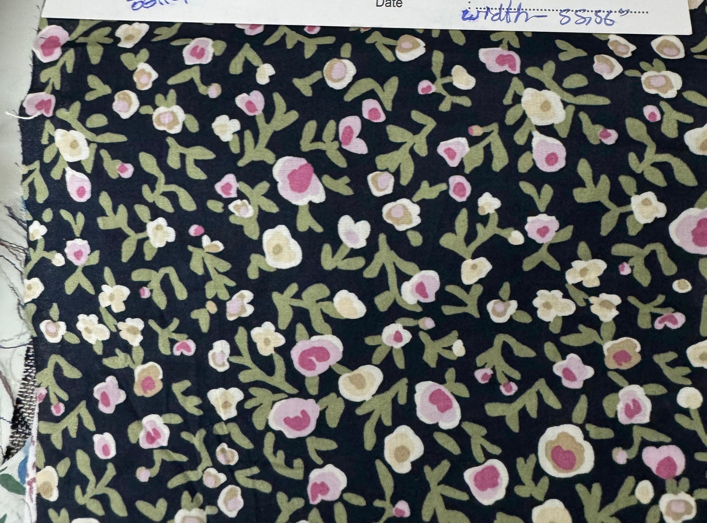Buy Mul Cotton Navy Green Flower Printed Fabric - MAF