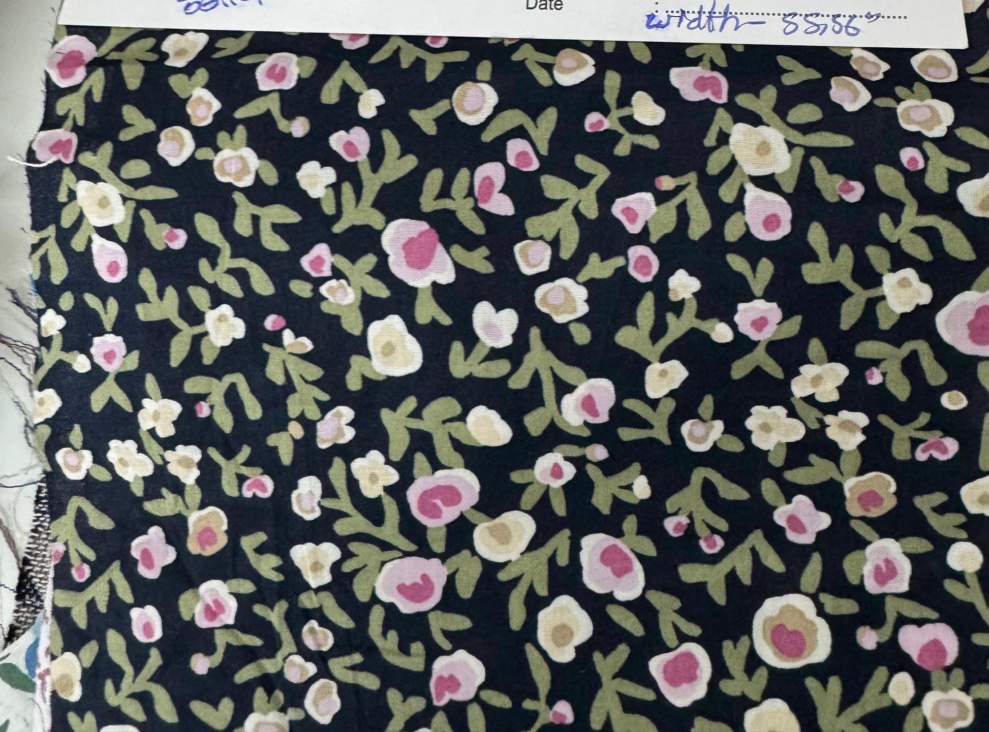 Buy Mul Cotton Navy Green Flower Printed Fabric - MAF