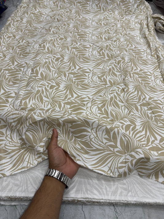Buy Crimp Viscose Cotton Nude Leaf Printed Fabric