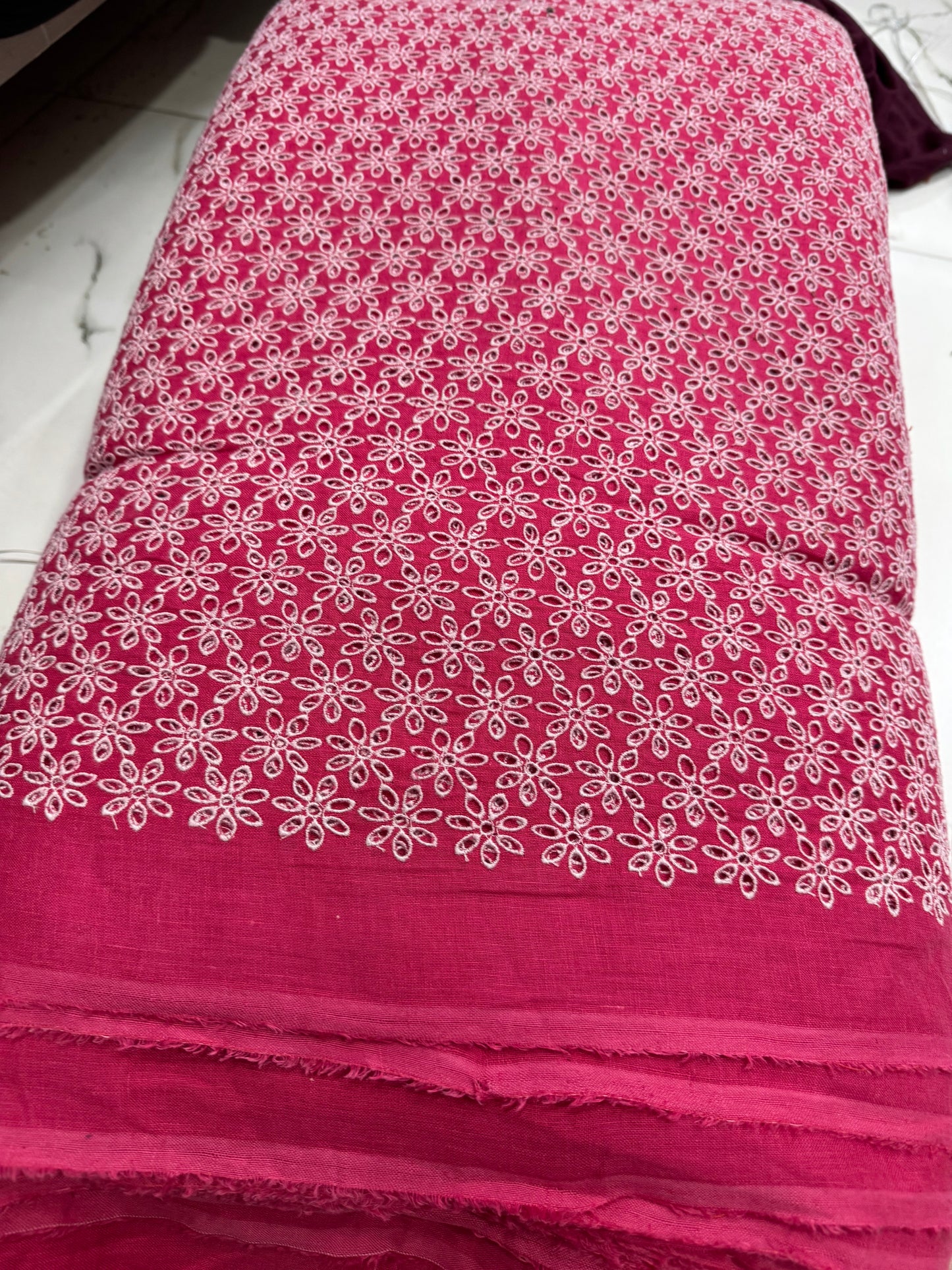 Buy Linen Hot Pink Hakoba Heavy Flowery