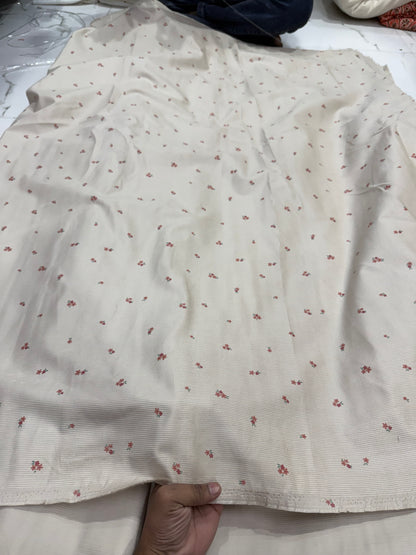 Buy Corduroy Solid Beige Base Floral Print 11 Wale Fabric 