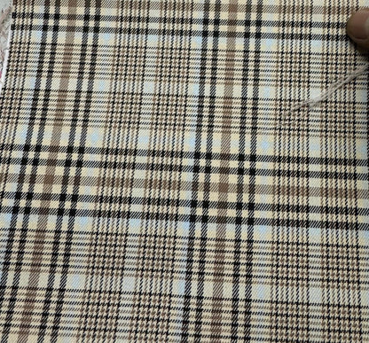 Buy Cotton Twill Beige Blue White Black Check Fabric