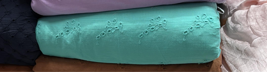 Buy Cotton Hakoba Tiffany Blue Leaf Cutwork Embroidery