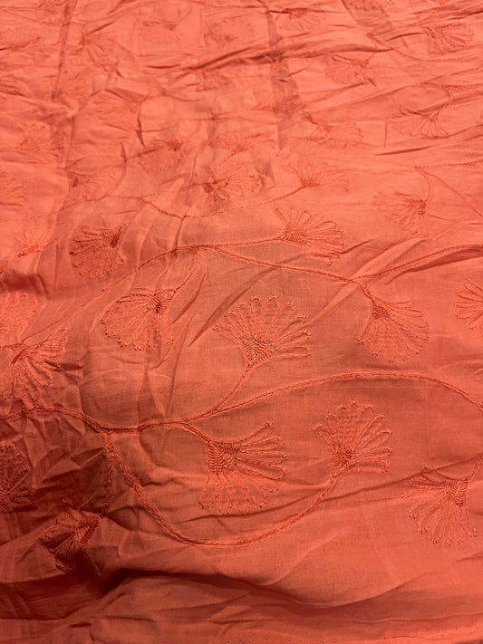 Buy Hakoba Orange Fan Flower Embroidery Fabric