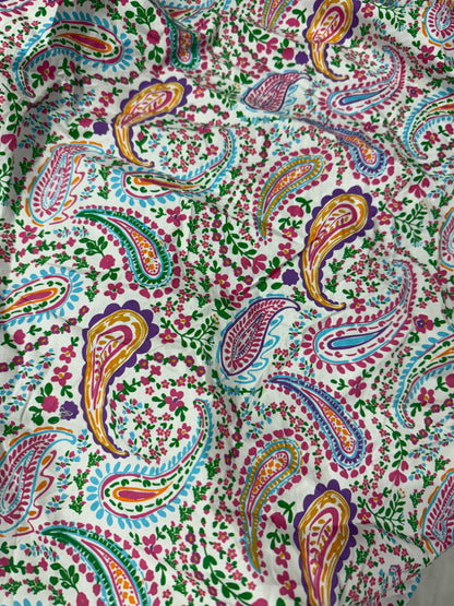 Buy Mul Cotton Poplin Multi Paisley Fabric