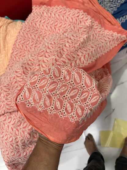 Buy Cotton Hakoba Candy Orange Box Leaf Embroidery