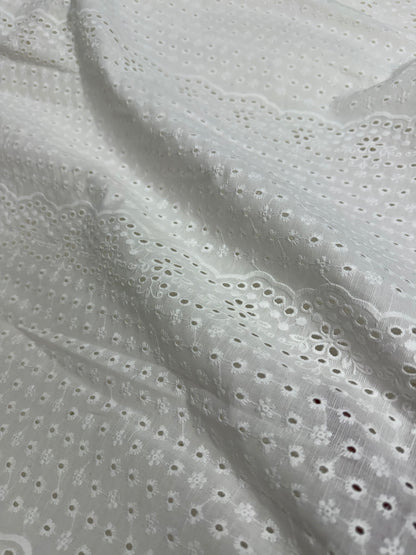 Buy Linen White Hakoba With Border Flowery Cutwork