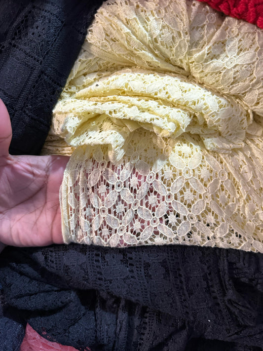 Buy Mesh Beige 4 Way Flower Net Fabric
