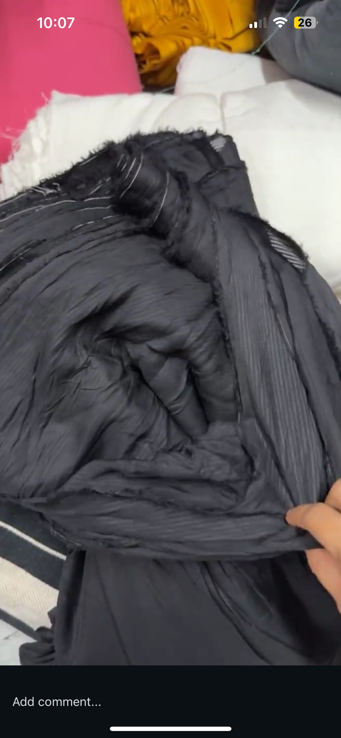 Rayon Solid Black Crepe Stripe Fabric