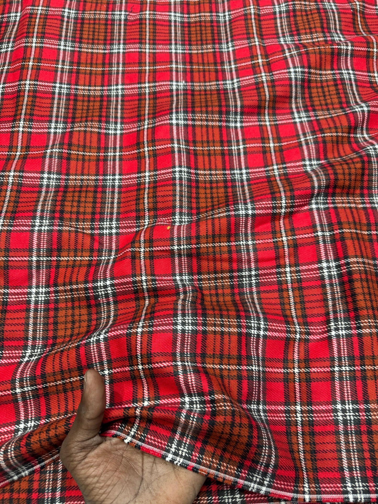 Buy Cotton Twill Check British Red Fabric