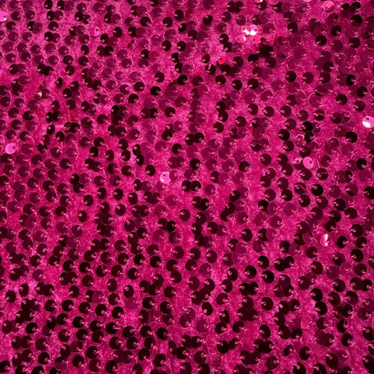 Buy Hot Pink Velvet Sequin Fabric
