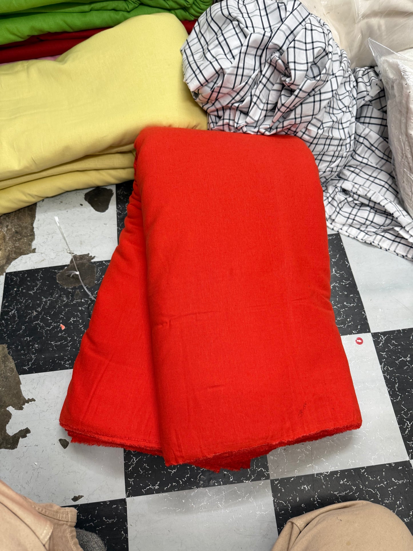 Buy Pure Linen Solid Volt Orange Fabric