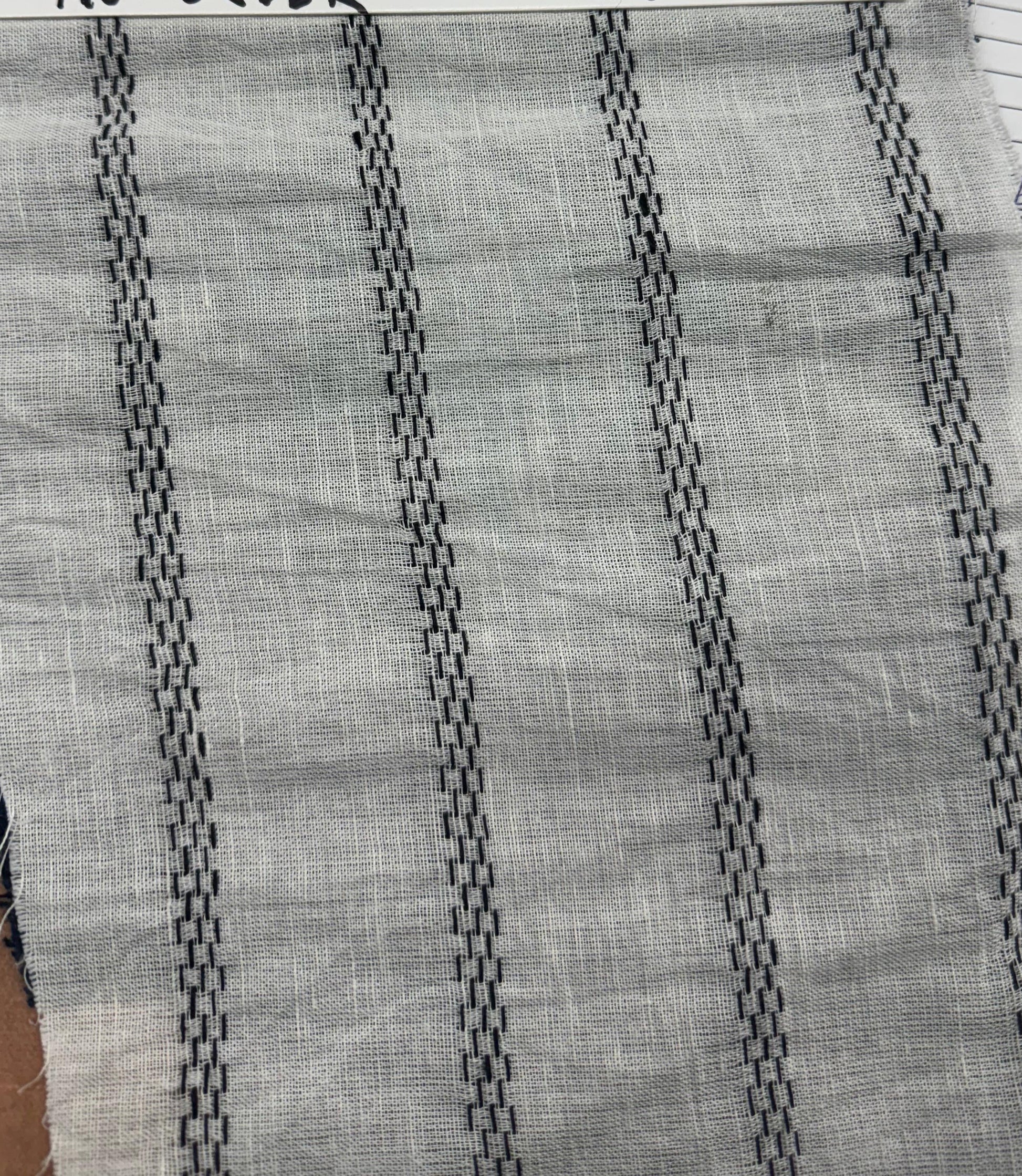 Buy Cotton Linen Black Chain Stripe Fabric 