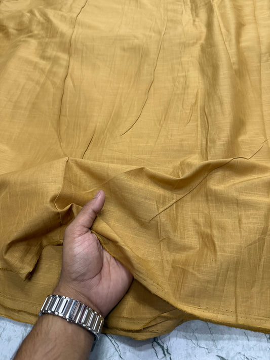 Buy Cambric Slub Solid Mustard Fabric