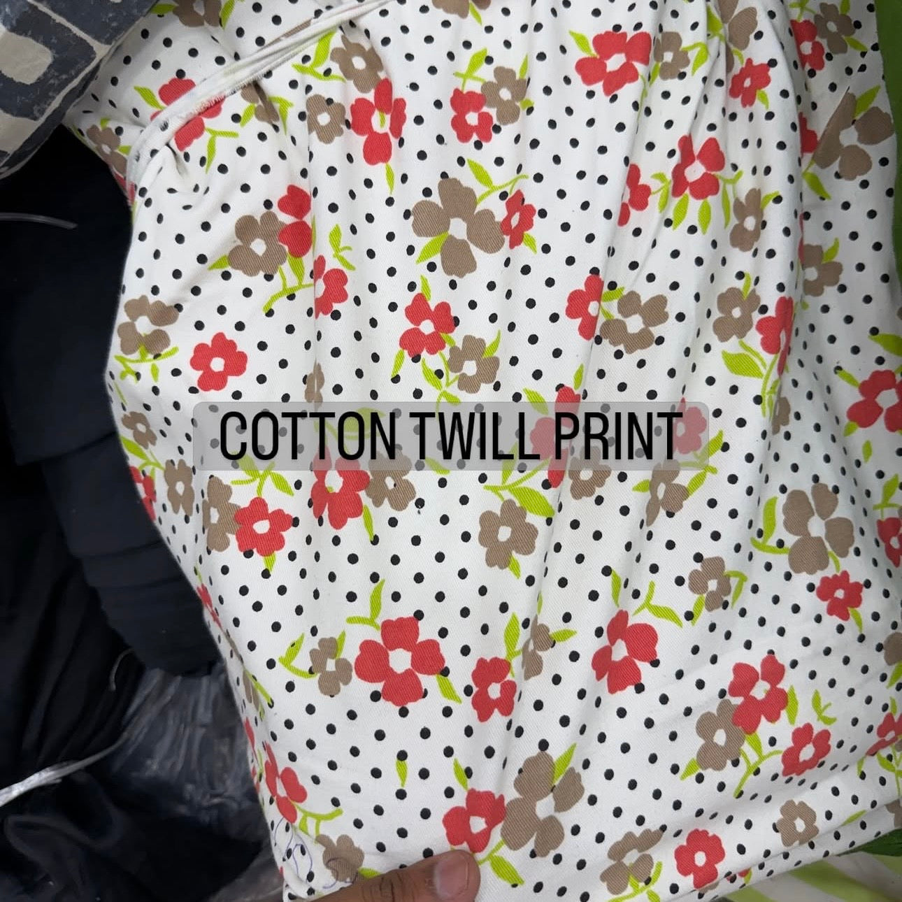 Buy Cotton Twill Polka Floral Printed Fabric
