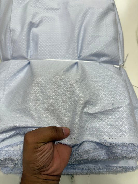 Buy Shirting Poplin Baby Blue Self Dobby Diagonal Check Fabric