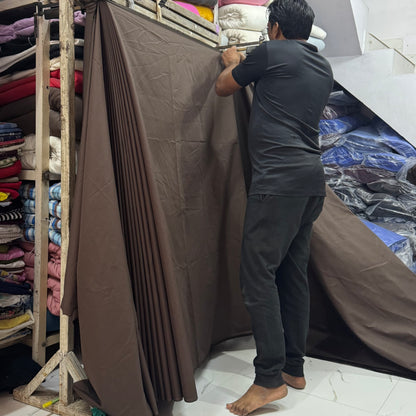 Buy Solid Chocolate Brown Pure Cotton Poplin Satin