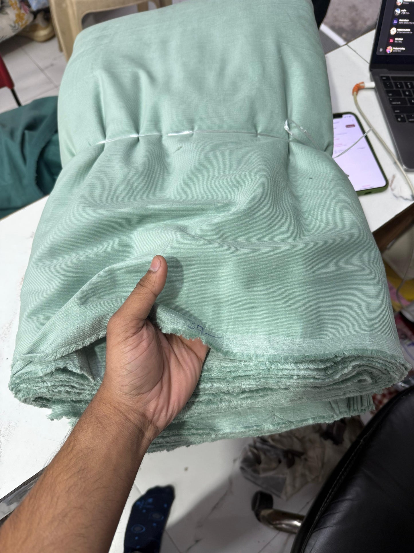 Buy Corduroy Solid Mint Fabric (21 Wale) - MAF 