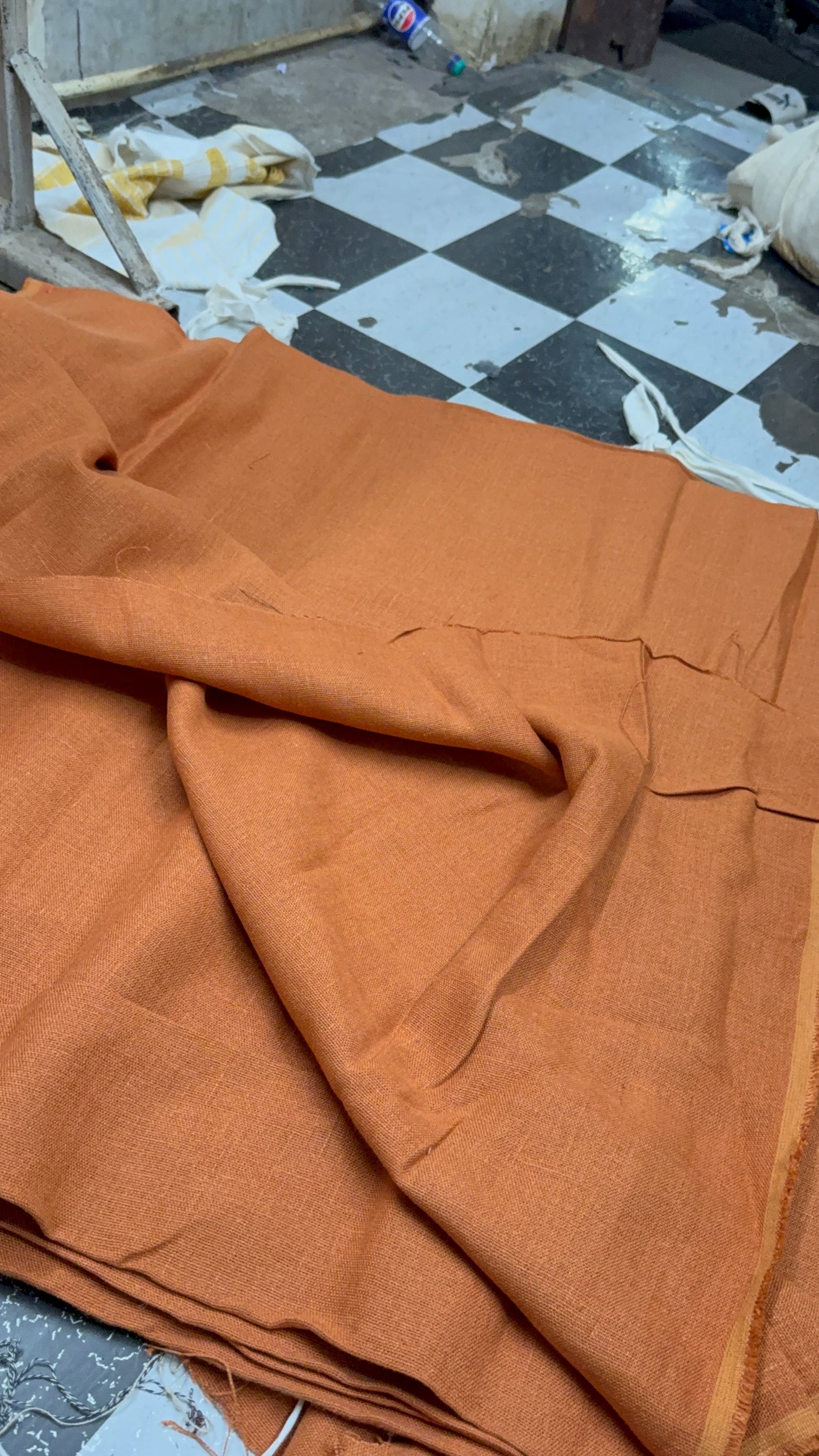 Buy Cotton Linen Rust Orange Solid Soft Furnishing