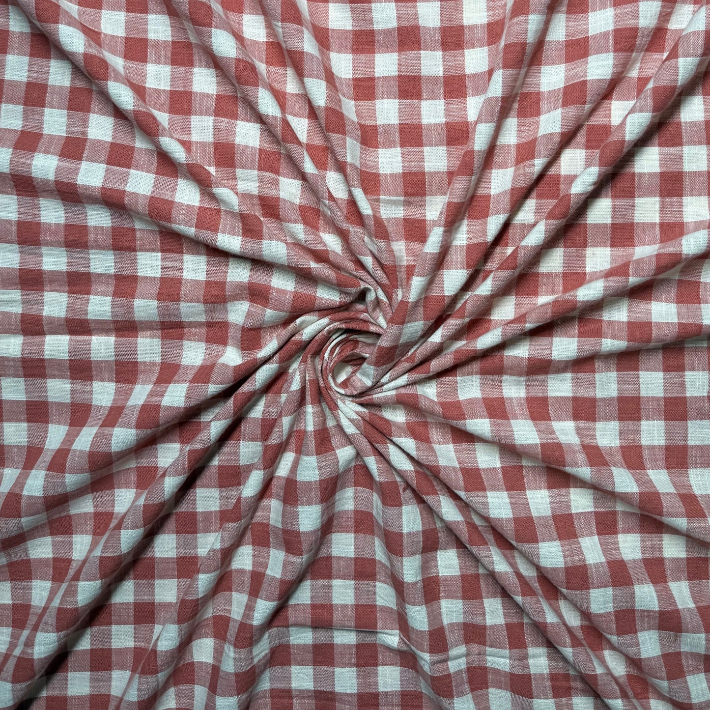 Buy Cotton Linen Pink Check Fabric