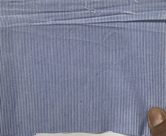 Buy Cotton Yarn Dyed Blue Thin Stripe Shirting Fabric
