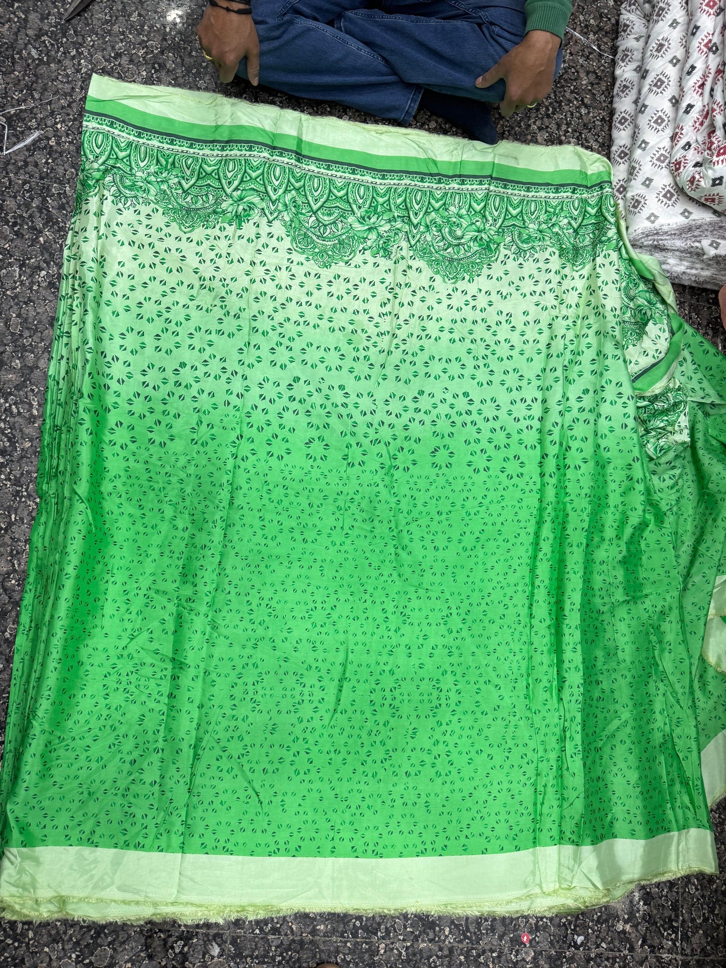 Buy Viscose Green Ombre Printed Fabric