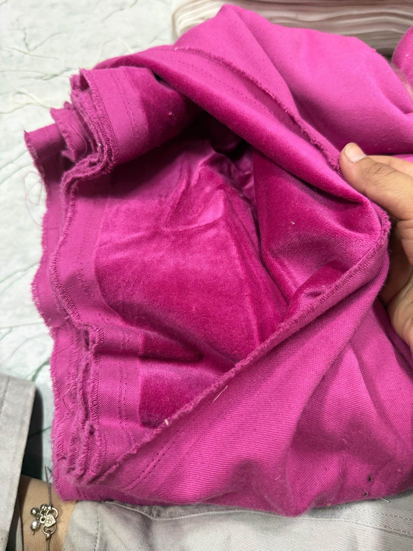 Buy Solid Hot Pink Cotton Velvet Fabric - MAF 