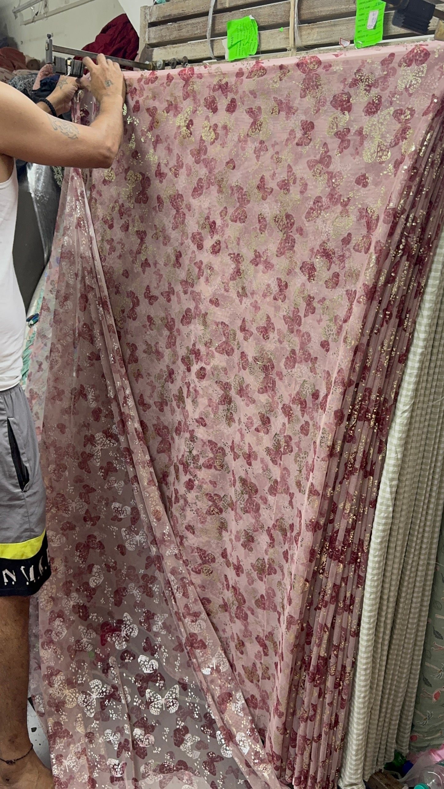 Buy Lurex Printed Mesh Butterfly Dual Print Fabric