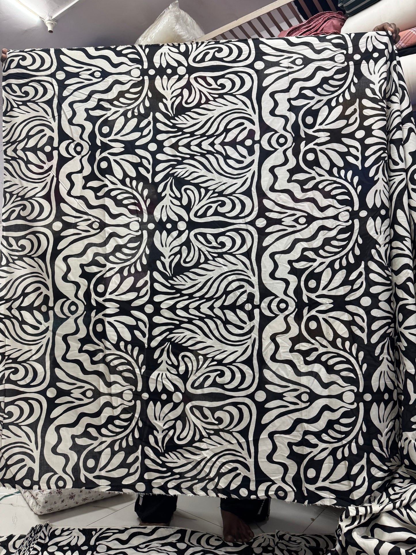 Buy Pure Cotton Poplin Wing Printed Black Base Fabric