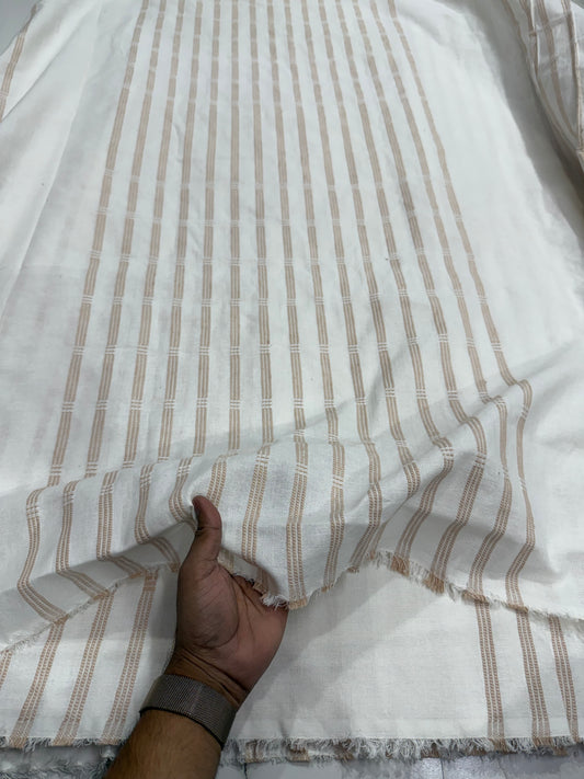 Buy Cotton Linen Buckle Olive White Base White Thread Work Fabric