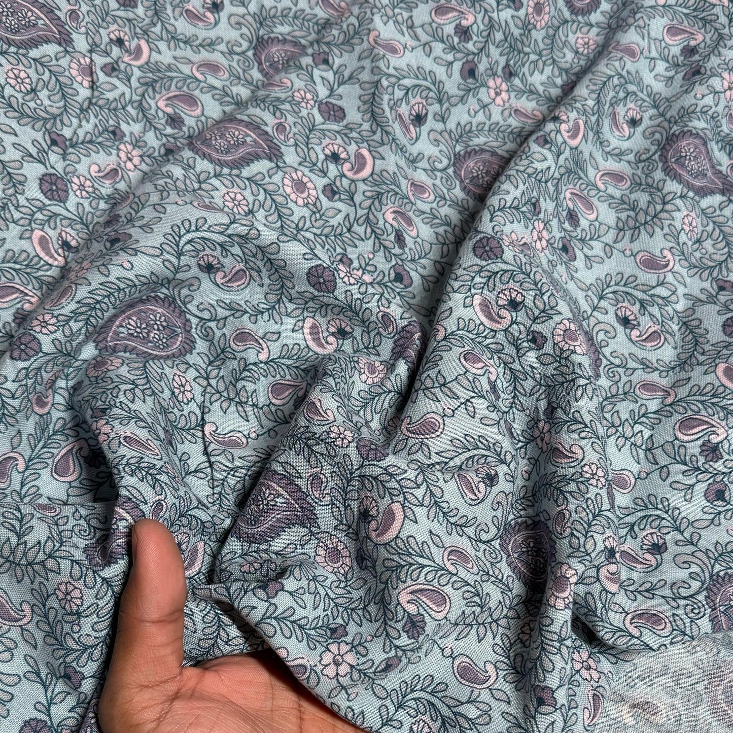 Buy Mint Green Paisley Spot Rayon Fabric