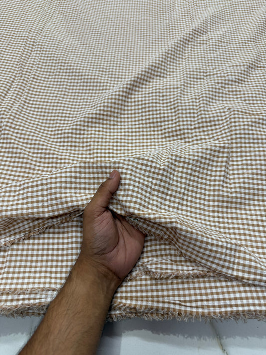 Buy Cotton Coffee Checks Gingham Fabric
